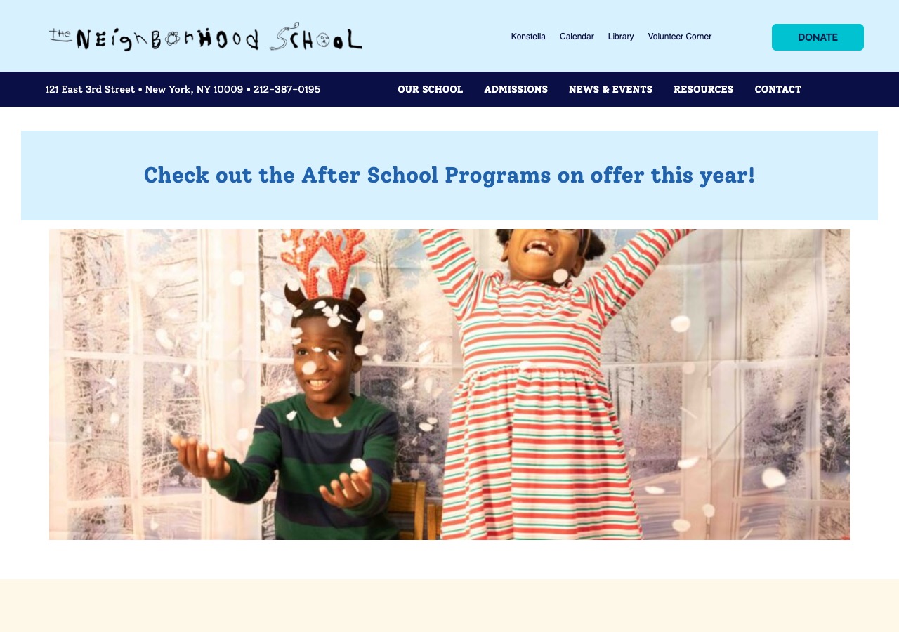 The Neighborhood School's old Educational Networks website — dated and cluttered