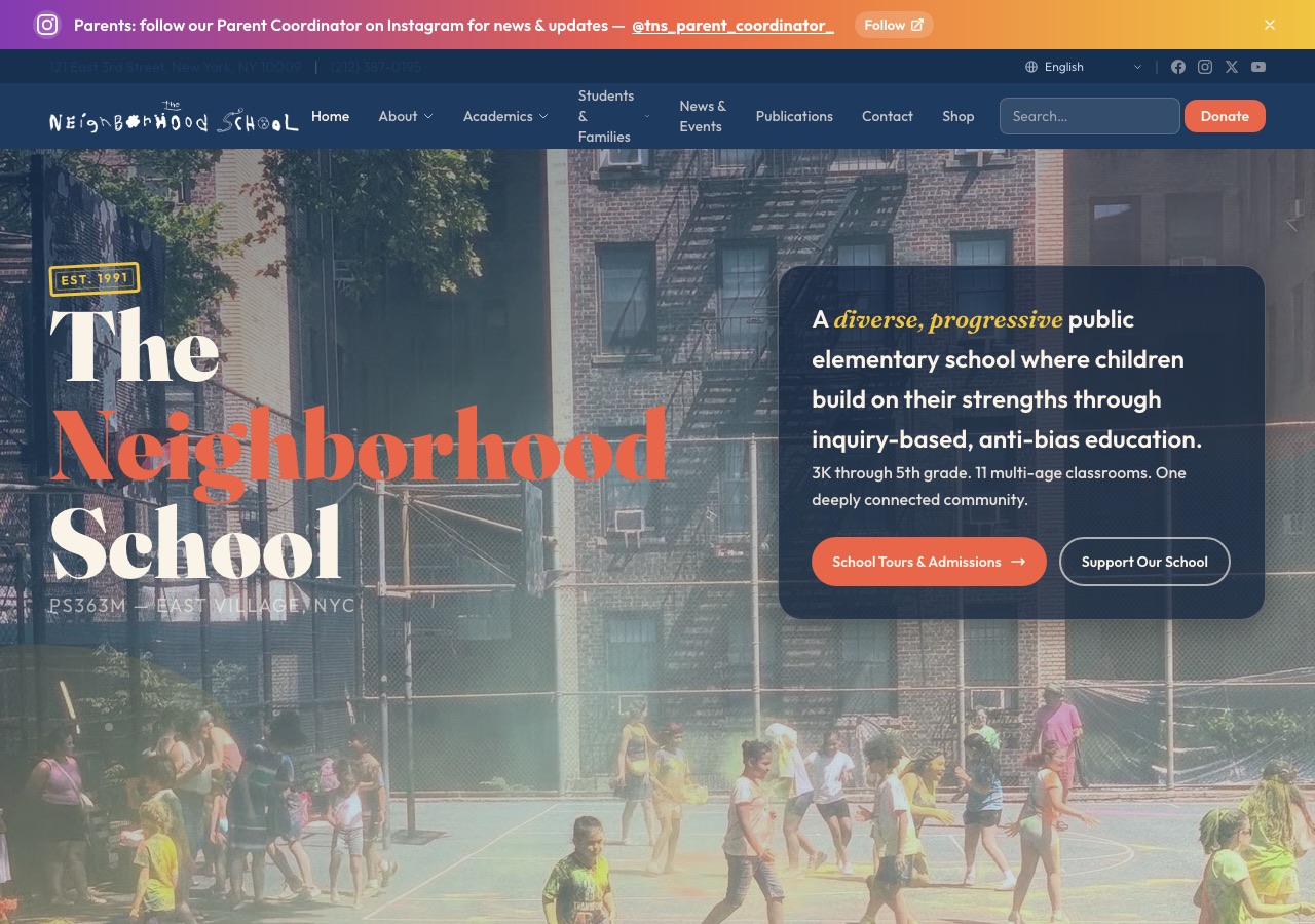 The same school, rebuilt by Full Stack Tech — modern, fast, mobile-first (tnsny.org)